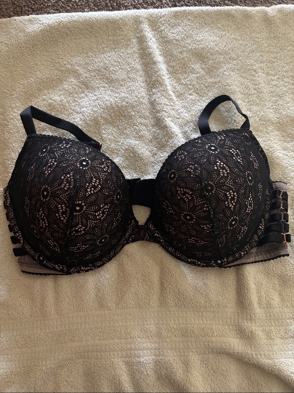 Victoria's Secret Black Lace Push-Up Bra with Strappy Back